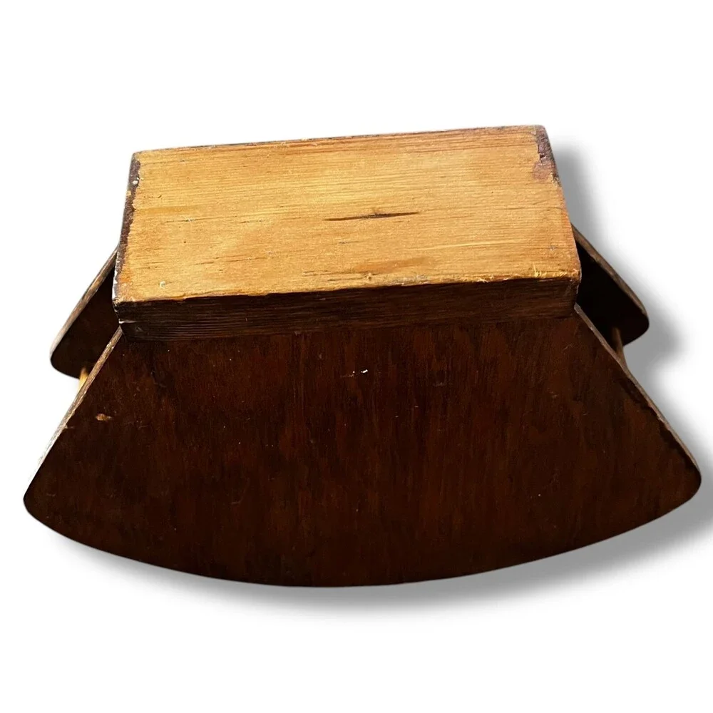 VTG 70s Plain Wood Fan Shape Tissue Napkin Wipes Holder Craft Cottagecore Granny